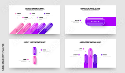 Sales Performance 5 1 2 3 Element Diagram Slide Layout Collection. Service Briefing Five One Two Three Step Infographic Slideshow Template Vector Illustration Bundle.