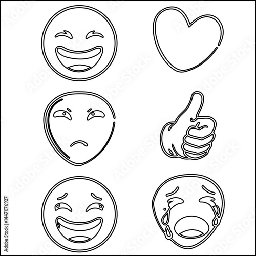 A vector set of funny cartoon face icons showcases a collection of smiling and emotive character illustrations