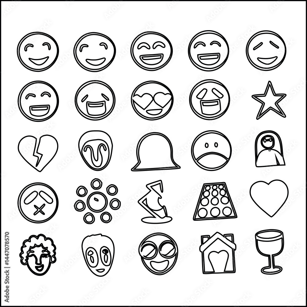 Fototapeta premium This black vector set features food icons and web design symbols as a useful illustration