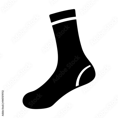 A black sock with a white stripe at the top, ankle support.