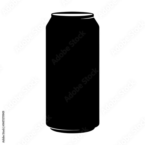Black silhouette of a tall aluminum can, suitable for beverages and drinks