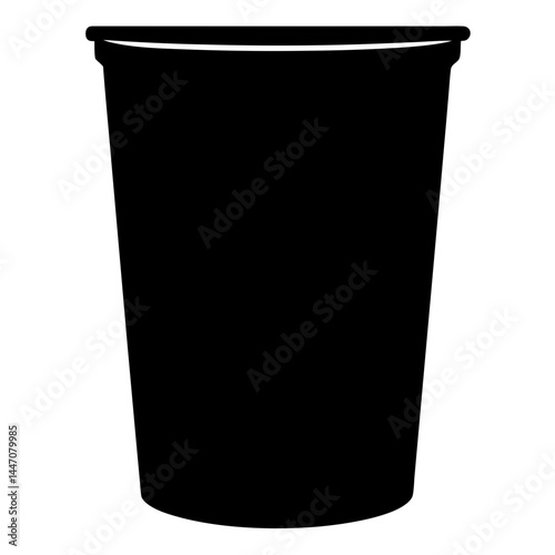 A stark black silhouette of a disposable paper or plastic cup image