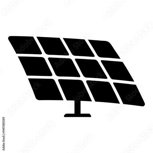 A black and white rendering of a generic solar panel icon