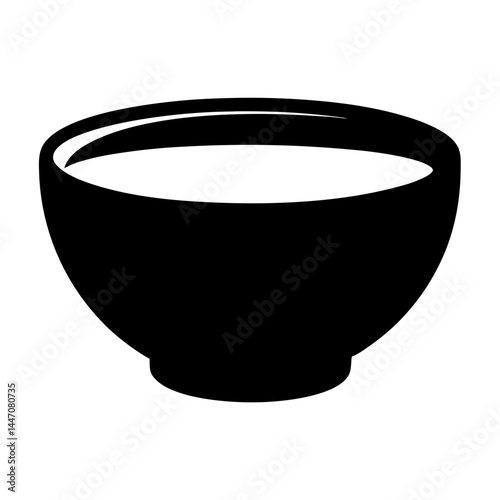 Monochromatic bowl filled with something, perhaps milk, against a stark white background