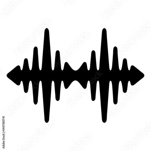 Abstract Black Audio Waveform on White Background for Sound Engineering Visualization
