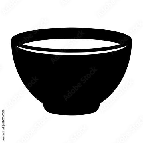Simple black silhouette of a bowl suitable for food or liquid