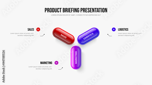 Enterprise Overview Frame Design Vector Illustration. Consulting Introduction 3 Option Infographic Presentation Template. Modern Forecast Three Element Diagram Slide Layout.