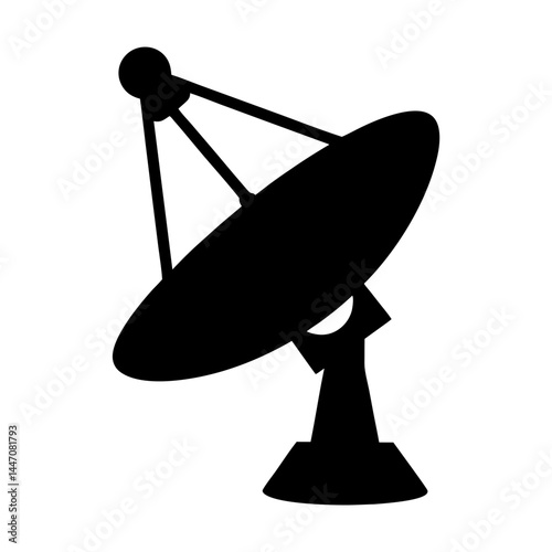 Silhouette of a large radio telescope dish with detailed supporting structure