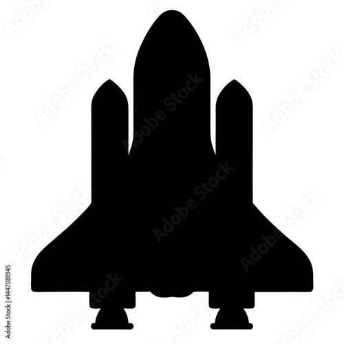 Bold silhouette of a space shuttle ready for takeoff, a symbol of exploration