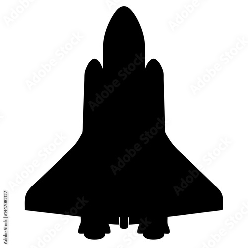 Black Silhouette of a Space Shuttle Orbiter Flying in Space Exploration