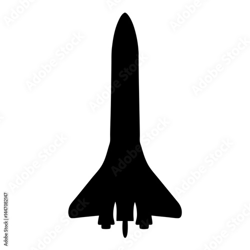 Silhouette of space shuttle or spacecraft preparing for orbital launch