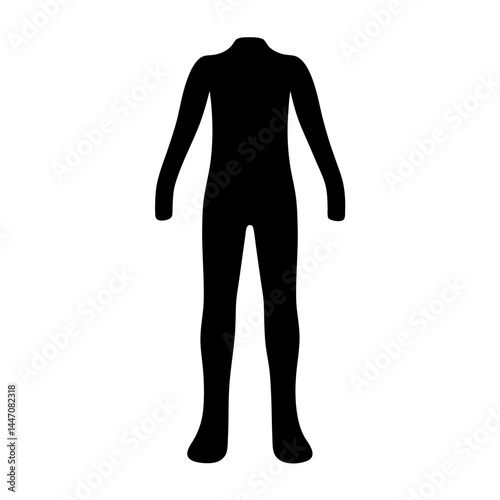 Silhouette of a figure wearing a full body suit or uniform clothing