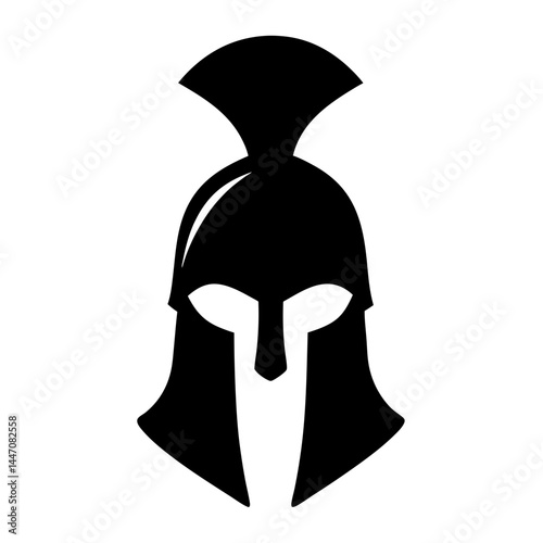 Spartan helmet silhouette with plume for logo design, warriors or gladiator