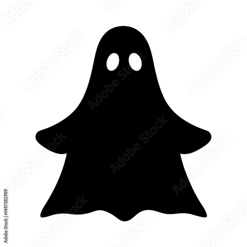 Simple Black Ghost Silhouette Illustration for Halloween themed decoration and designs