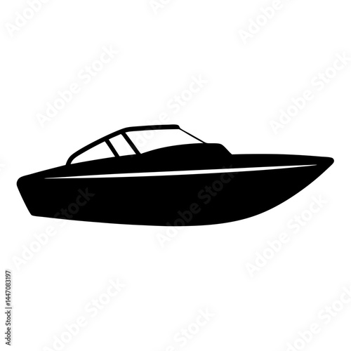 Silhouette of a modern pleasure boat, speedboat or yacht on white background