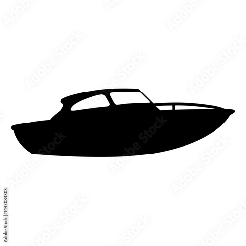 Silhouette of a sleek motorboat cruising on the water with style and power