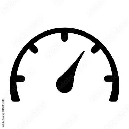 Black speedometer vector graphic illustration on white background, speed indicator