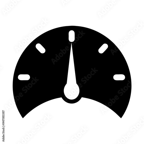 Black speedometer shows middle value on white background in a simplified drawing