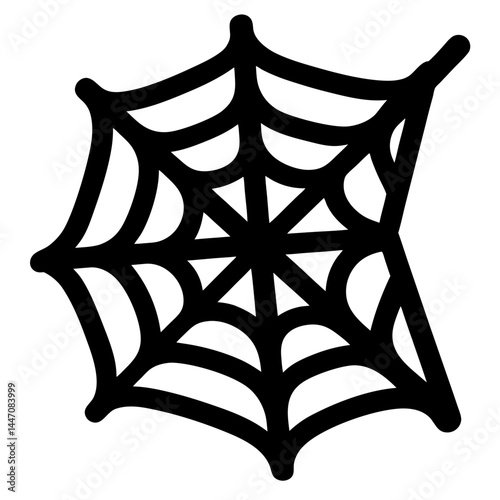 Simple Halloween spiderweb isolated on white, classic spooky silhouette design