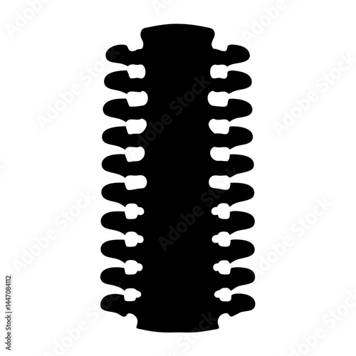 Black and white silhouette illustration of a spine showcasing bone structure anatomy
