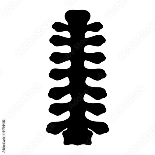 Stylized Human Spinal Column in Black Silhouette on White Background