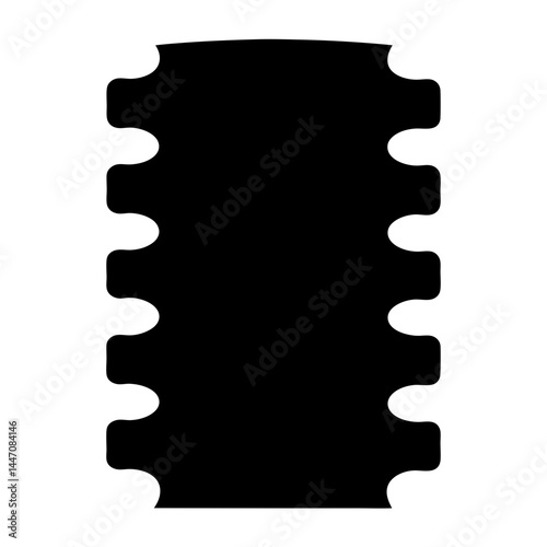 Abstract Black and White Graphic with Rounded Edges and Repeated Notches