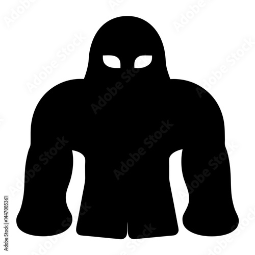 A Mysterious Silhouette of a Hooded Figure with Enormous Muscular Arms