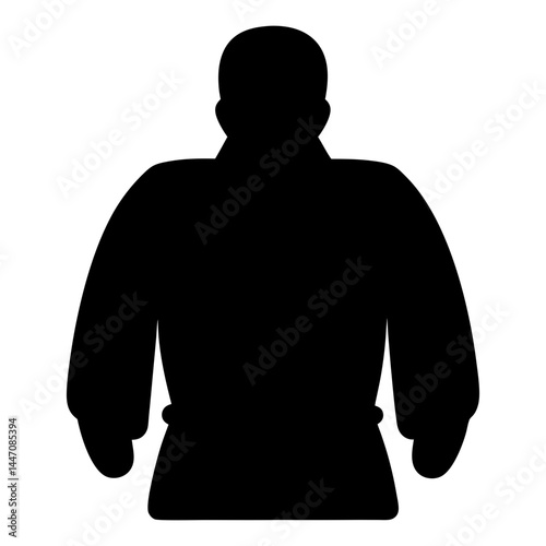 Silhouette of a martial artist in a gi uniform or traditional costume