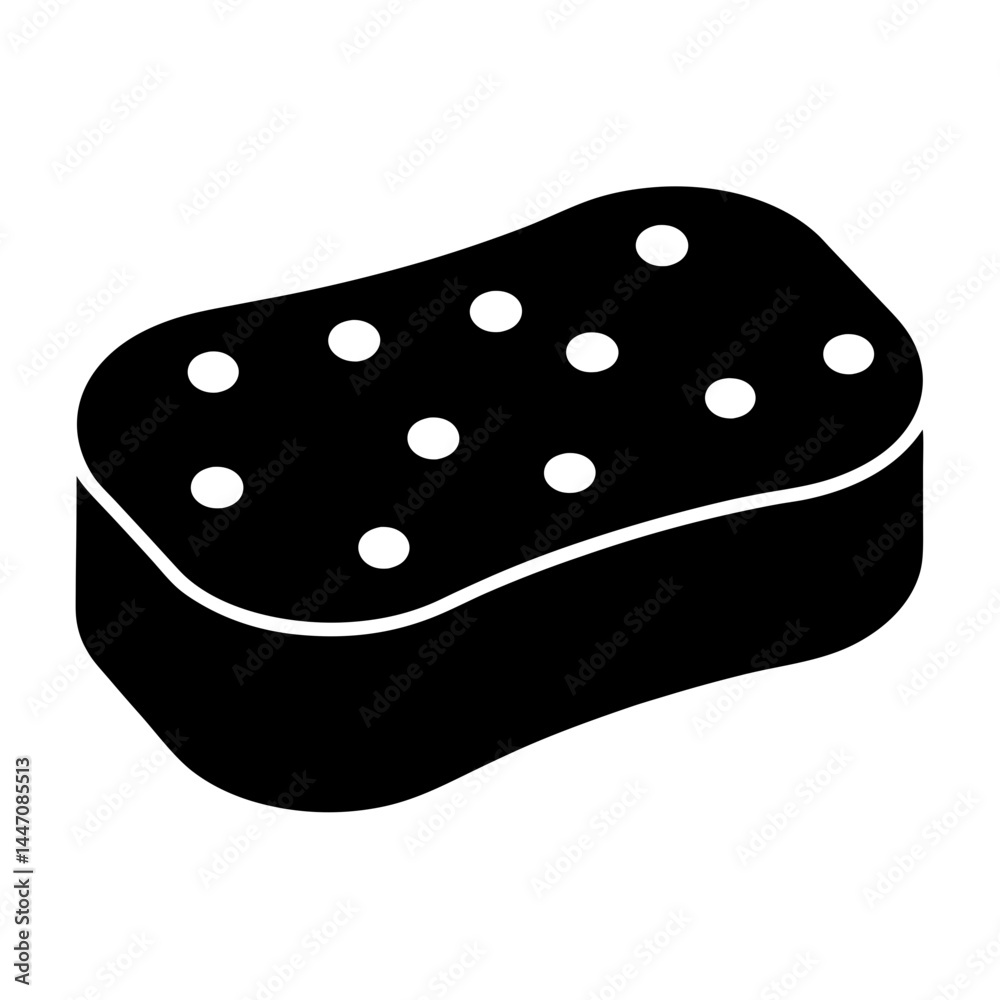 Black and white graphic illustration of a porous cleaning sponge design