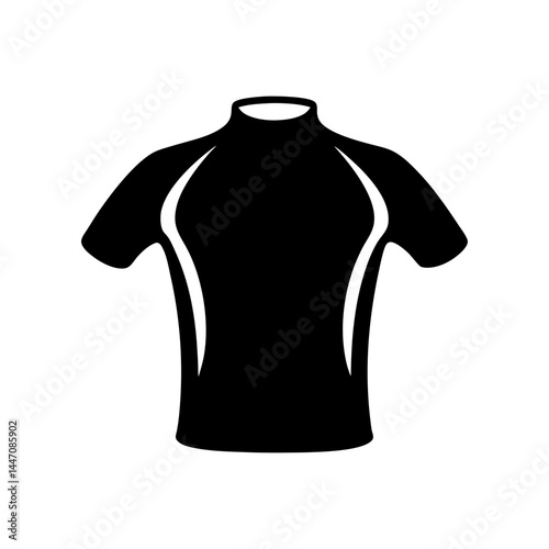 Black tshirt with white trim illustration on a white background image