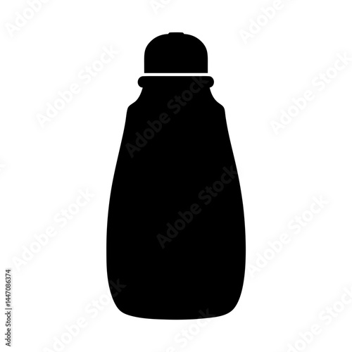Simple black silhouette of a bottle with a stopper on white background