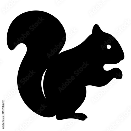 A classic squirrel silhouette with a bushy tail and small paws