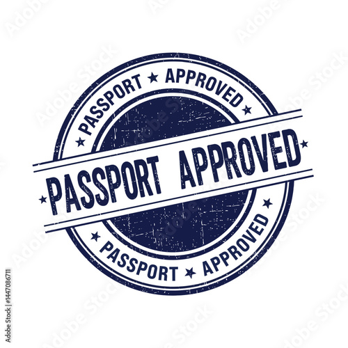 Grunge Style "Passport Approved" Rubber Stamp Icon – Vector Travel Approval Seal Design