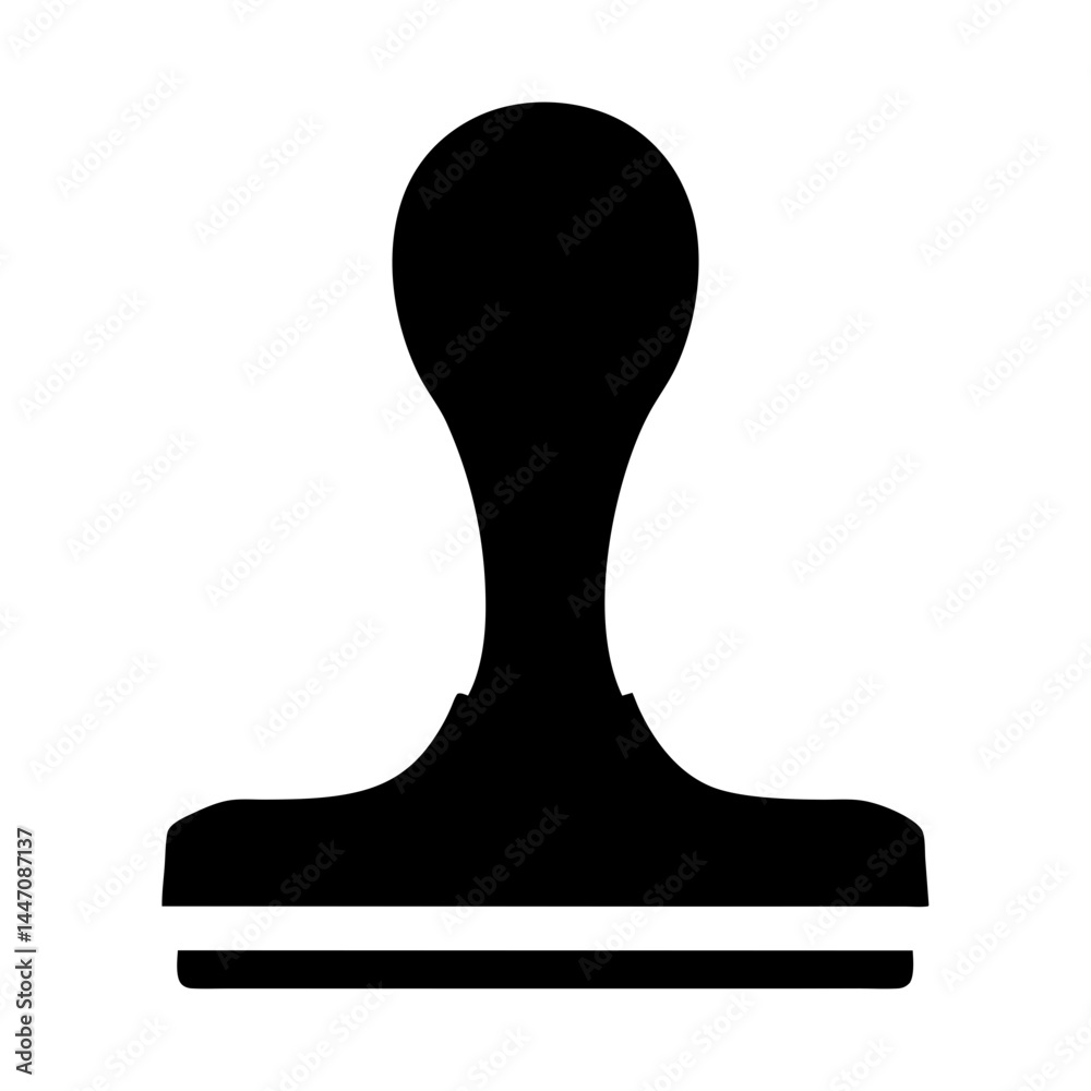 Silhouette of a manual rubber stamp with handle and base for marking Silhouette of a manual rubber stamp with handle and base for marking