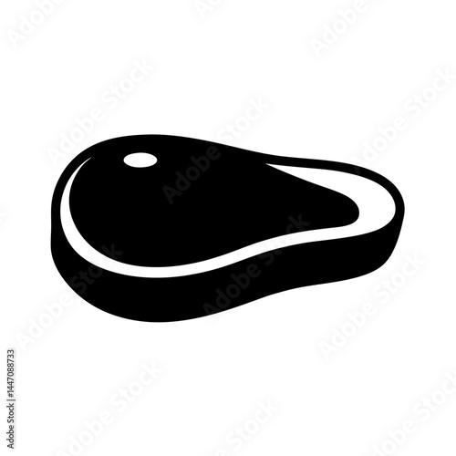 Black and white silhouette of a raw steak meat cut with fat