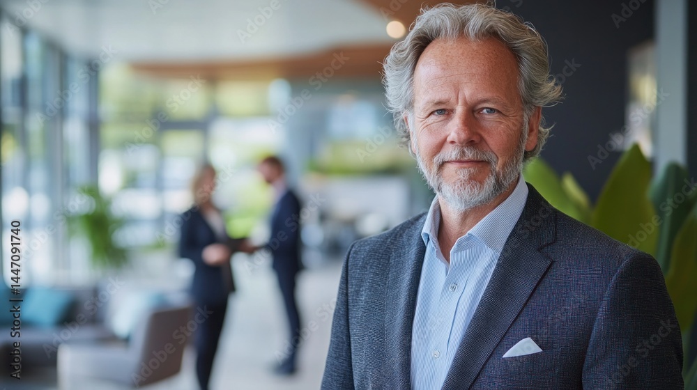Confident silverhaired man in a modern office Confident silverhaired man in a modern office