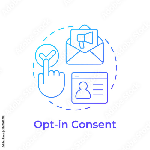 Opt in consent blue gradient concept icon. Active steps to agree for user data collection permission. Information. Round shape line illustration. Abstract idea. Graphic design. Easy to use in article