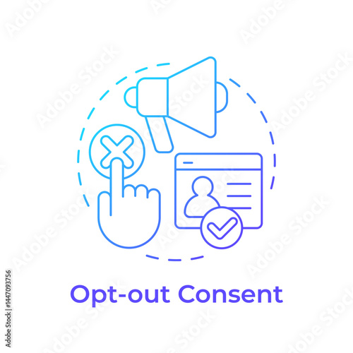 Opt out consent blue gradient concept icon. Decline personal data collection. Changing settings of website cookies. Round shape line illustration. Abstract idea. Graphic design. Easy to use in article