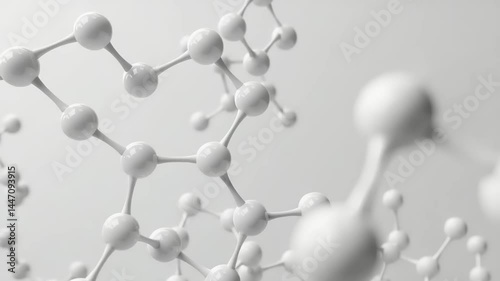 Molecular structure animation in white.