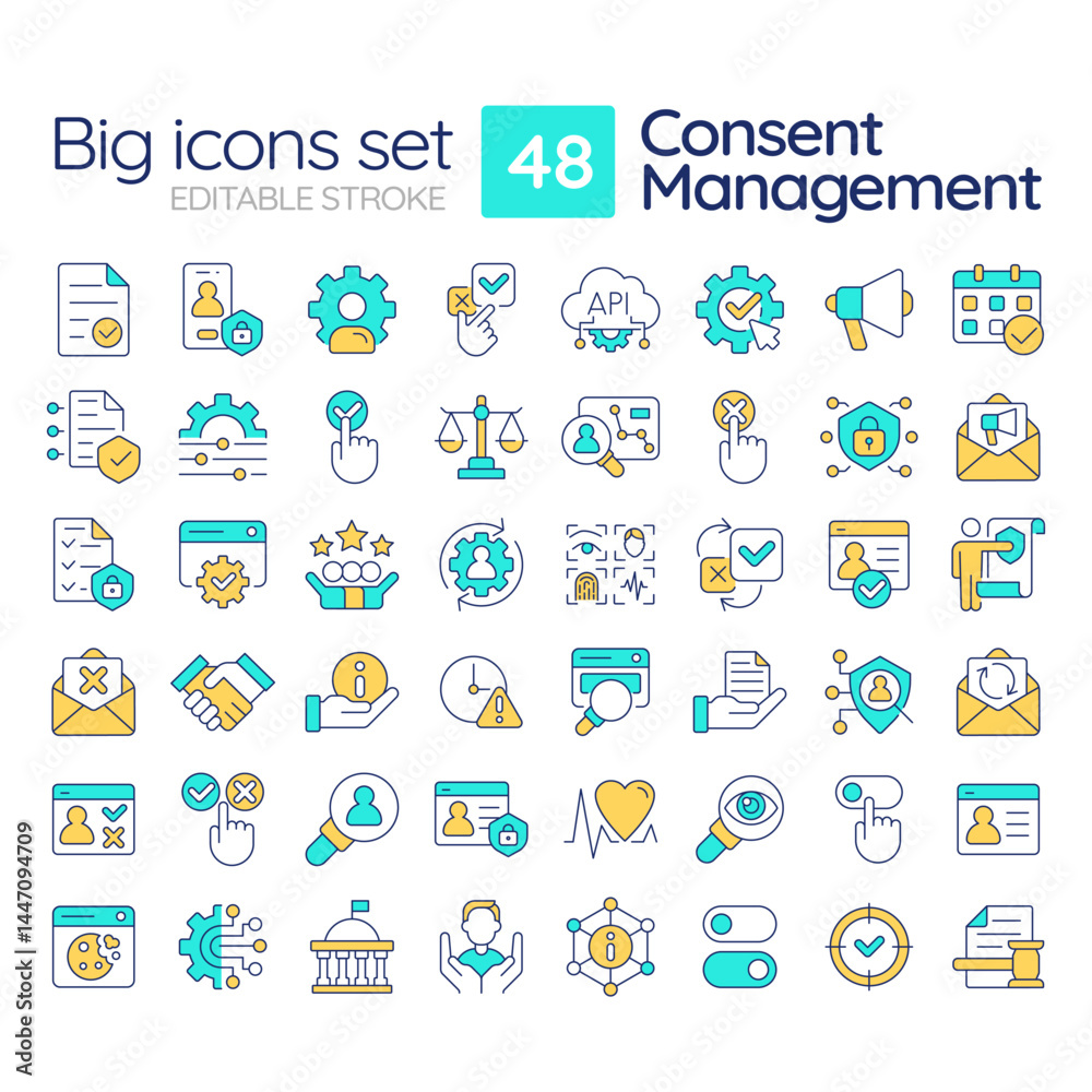 Contest management line color icons set. System protecting user data online. Personal information security. Vector illustrations. Simple flat colorful symbols collection. Editable stroke Contest management line color icons set. System protecting user data online. Personal information security. Vector illustrations. Simple flat colorful symbols collection. Editable stroke