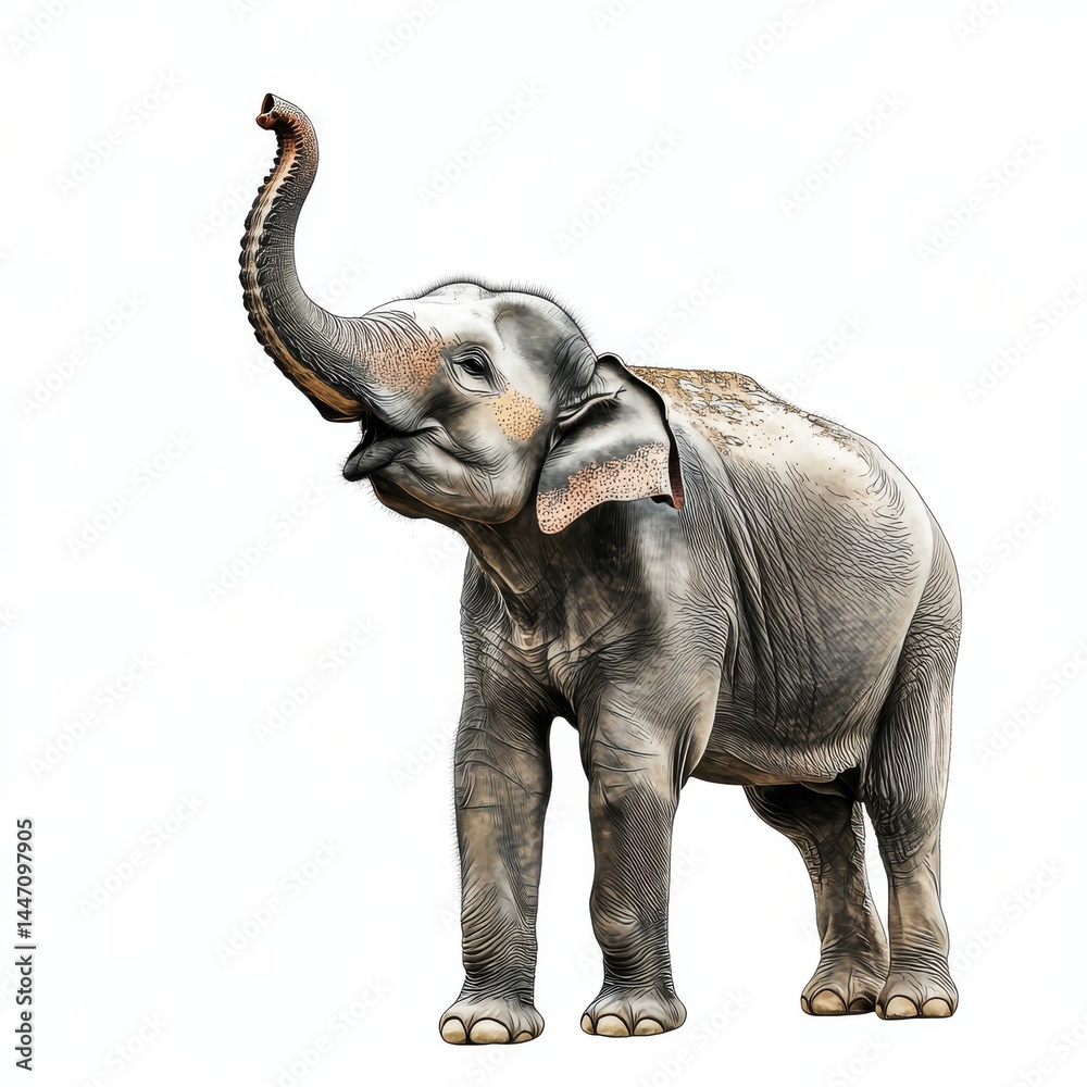 Fototapeta premium Charming Gentle Elephant in Delicate Watercolor Painting Style