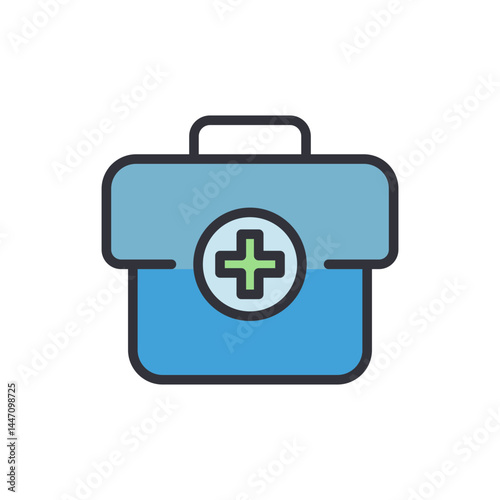 First aid kit colored icons, minimalist vector illustration ,simple transparent graphic element .Isolated on white background