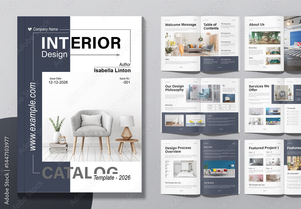 Creative Interior Design Portfolio Layout Stock Template | Adobe Stock
