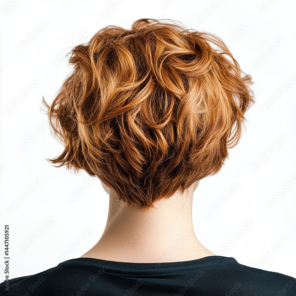 Naklejka premium Short Wavy Hair with Casual Tousled Appearance from the Back