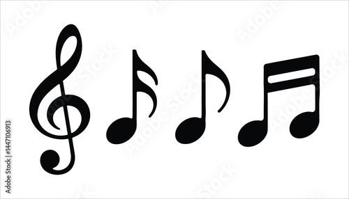 Musical Notes Vector Art - Treble Clef, Quarter Notes, and Eighth Notes