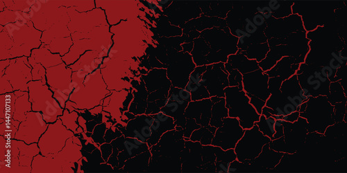 Urban Black And Red Grunge Vector Texture Template Distress Background Messy Overlay Easy To Create Abstract Blotted, Scratched, Vintage Effect With Noise And Roots