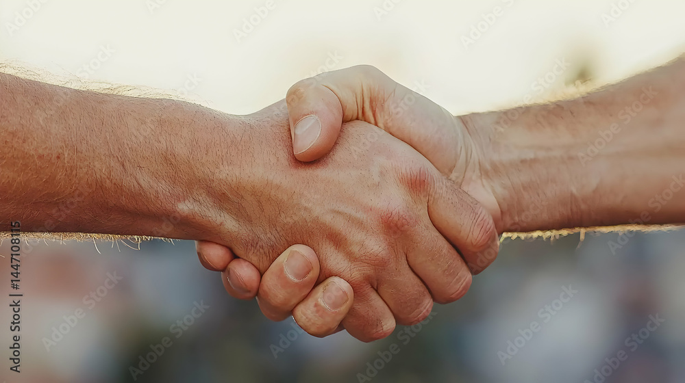 Close-Up View of Two Hands Shaking in a Business Agreement Outdoors Close-Up View of Two Hands Shaking in a Business Agreement Outdoors