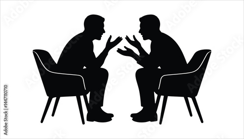 Two People Arguing or Debating Silhouette Design