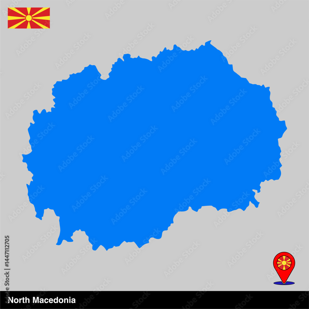 North Macedonia country map vector isolated on transparent background North Macedonia country map vector isolated on transparent background