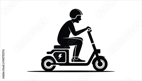 Electric Scooter Rider Silhouette Icon Vector Illustration
